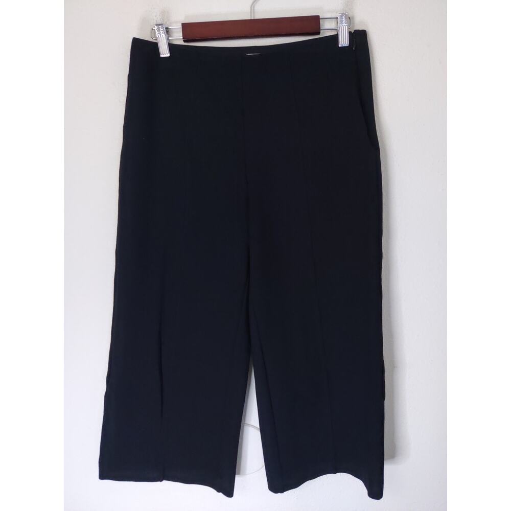 J By J. Crew Black Exposed Seam Wide Leg Cropped Culottes Trouser Pants Size 10